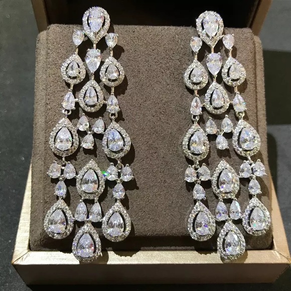 6ct Marquis Chandelier Earrings - Picture 7 of 12